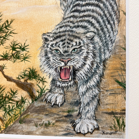原画】 白虎 動物画 風水 壁掛け 額装 原画 絵画 ゆめの 通販 原画】 白虎 動物画 風水 壁掛け 額装 原画 絵画 ゆめの 通販