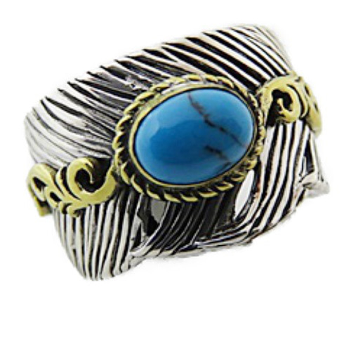 ターコイズ リング フェザー シルバー925 インディアンジュエリー 羽根