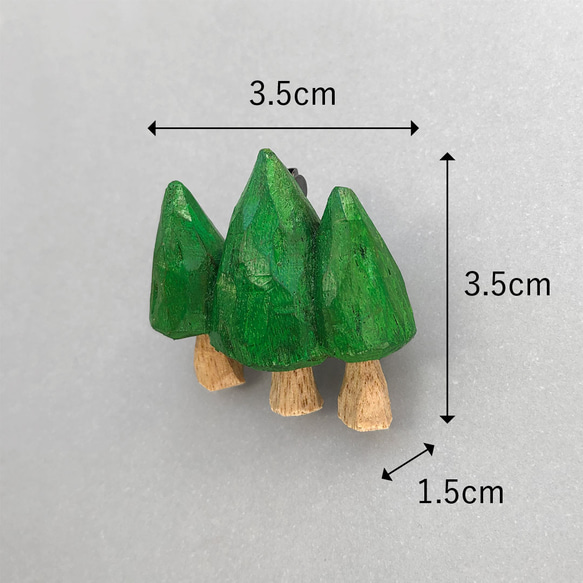 木彫りブローチ【3本の木】 3枚目の画像
