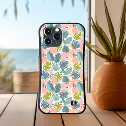 【耐衝撃グリップケース】PASTEL TROPICAL LEAVES iPhone  スマホケース 6枚目の画像