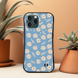 【耐衝撃グリップケース】CUTE BLUE FLOWER iPhone  スマホケース 4枚目の画像