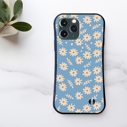 【耐衝撃グリップケース】CUTE BLUE FLOWER iPhone  スマホケース 1枚目の画像