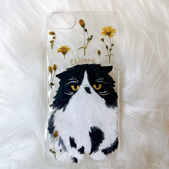 【全機種対応】世界にひとつ。似顔絵×押し花のスマホカバー 7枚目の画像