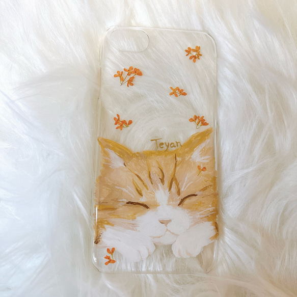 【全機種対応】世界にひとつ。似顔絵×押し花のスマホカバー 8枚目の画像