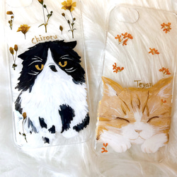 【全機種対応】世界にひとつ。似顔絵×押し花のスマホカバー 6枚目の画像