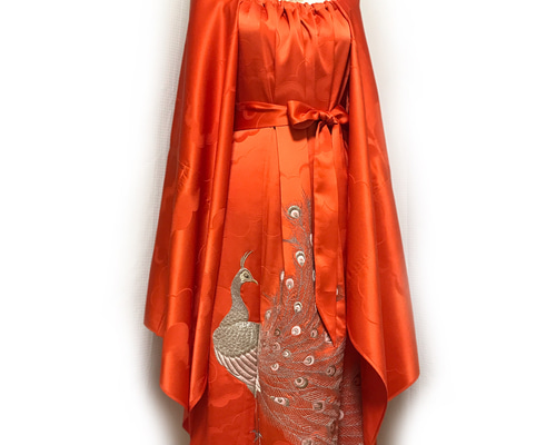 正絹】着物リメイク 訪問着ドレス&ショールのセット／キャミワンピース