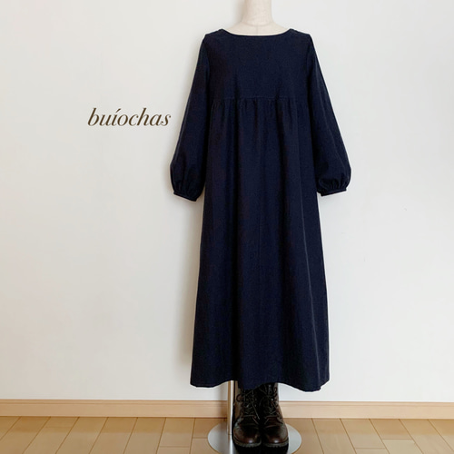 cotton胸元切り替えワンピース (navy) ワンピース buíochas 通販 