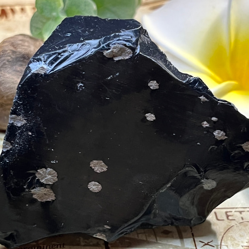 黒曜石 スノーフレーク オブシディアン 鑑賞石 水石 黒石 白い斑点