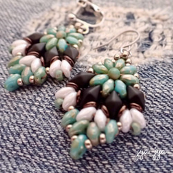 beads earrings ＊ JEMDUO / Brown / Black 4枚目の画像