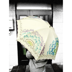 Ｈａｎａ・Ｈａｎａな日傘（花刺繍入り）（薄生成色） 10枚目の画像