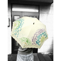 Ｈａｎａ・Ｈａｎａな日傘（花刺繍入り）（薄生成色） 9枚目の画像