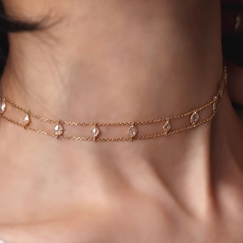 14金 モアサナイト choker チョーカーネックレス K14 ラグジュアリー