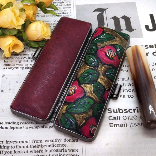 太さ13.5㎜×長さ60㎜(銀行印・実印サイズ) 牛角(オランダ水) 印鑑＆本