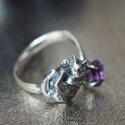 紫水晶睡貓戒指 第2張的照片