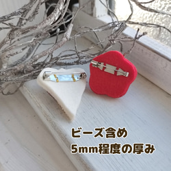 富士山赤P*ビーズ刺繍ブローチ 7枚目の画像