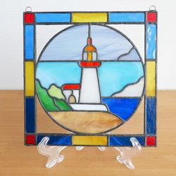 ステンドグラス ミニパネル 灯台 15cm 3枚目の画像