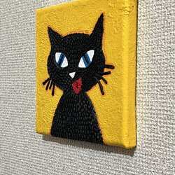 アート kim03 猫 絵画 イラスト インテリア小物 原画 立体アート 現代アート アートパネル プレゼント ギフト 4枚目の画像