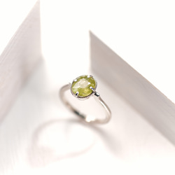 1月誕生石 黄緑色のガーネットのシルバーリング (Silver950/指輪/天然石)新作2024 2枚目の画像