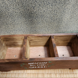 木製プランター　ハンドメイド　ステンシル　多肉植物用 3枚目の画像