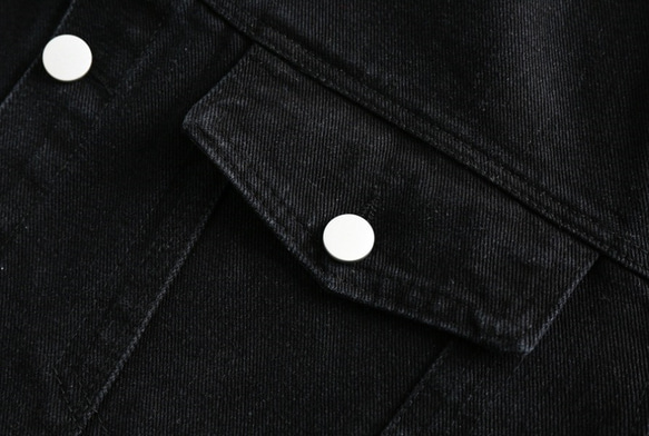 レディース*メンズ両用·レトロなバリのゆったりデニムジャケット黒ジャケット 20-1328 14枚目の画像