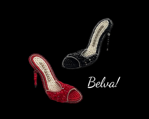 【スーパーセール】 ビーズ刺繍のブローチ -3Dハイヒール- pumps ブローチ Belva コレクション