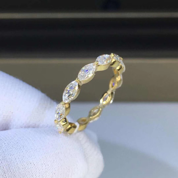 【1.5カラット】マーキス モアサナイト　ダイヤモンド　リング　k18YG 1.5カラット】マーキス モアサナイトダイヤモンドリングk18YG