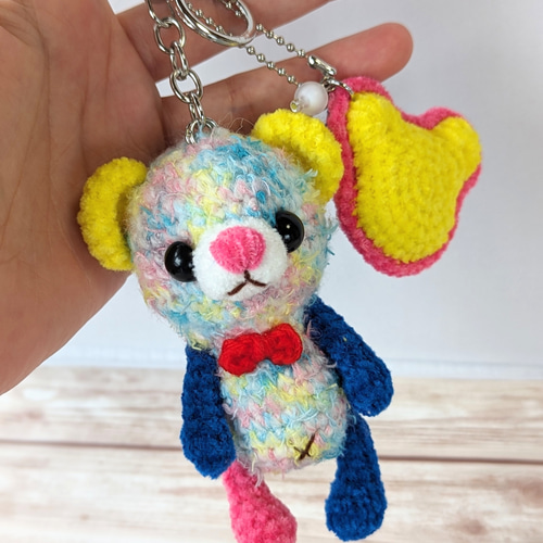 キーホルダー くま かわいい レース チャーム バッグチャーム