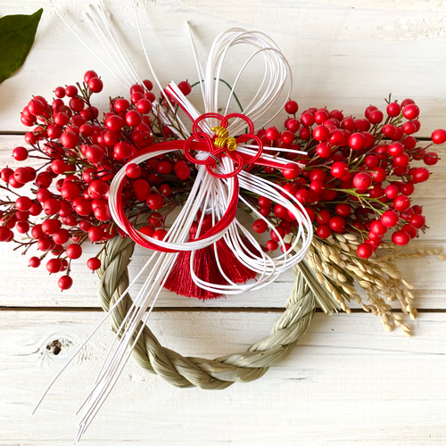 送料無料南天実いっぱい紅白しめ縄 しめ縄・しめ飾り Rosa Cherry 通販