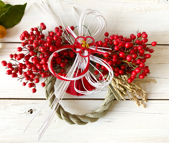 送料無料南天実いっぱい紅白しめ縄 しめ縄・しめ飾り Rosa Cherry 通販