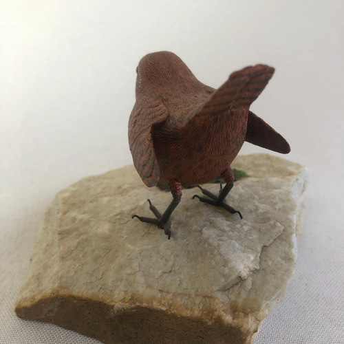 小さなバードカービング ミソサザイ 野鳥 木彫り ミソサザイ（バードカービング） その他置物 たっつん 通販