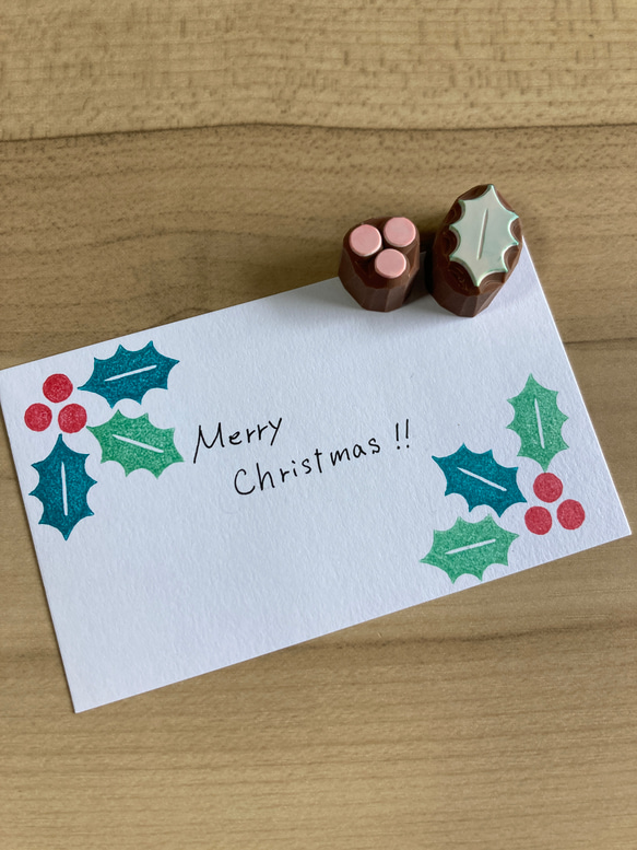 メリークリスマス柊の消しゴムはんこ はんこ・スタンプ のんびり屋