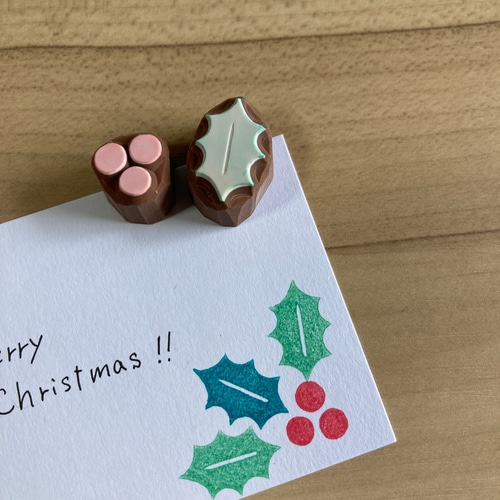 メリークリスマス柊の消しゴムはんこ はんこ・スタンプ のんびり屋