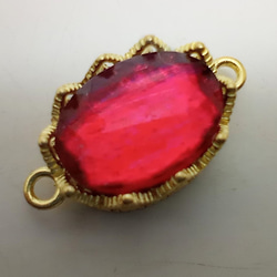 ＜再々販＞14×10mm:ブラス製レース オーバルセッティング2カン（K14メッキ） 3枚目の画像