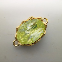 ＜再々販＞14×10mm:ブラス製レース オーバルセッティング2カン（K14メッキ） 2枚目の画像