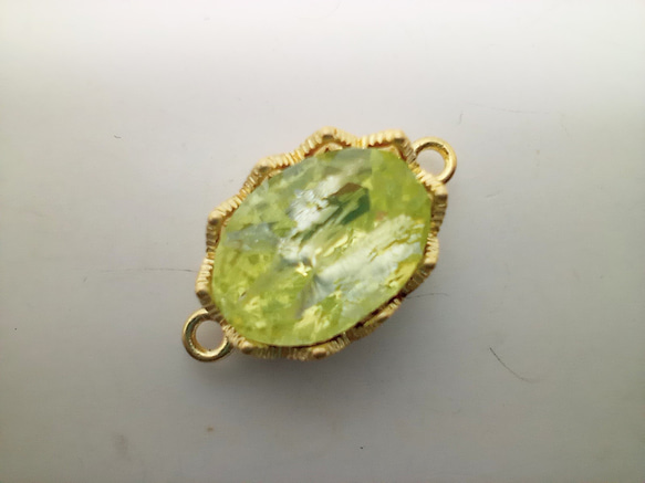 ＜再々販＞14×10mm:ブラス製レース オーバルセッティング2カン（K14メッキ） 2枚目の画像