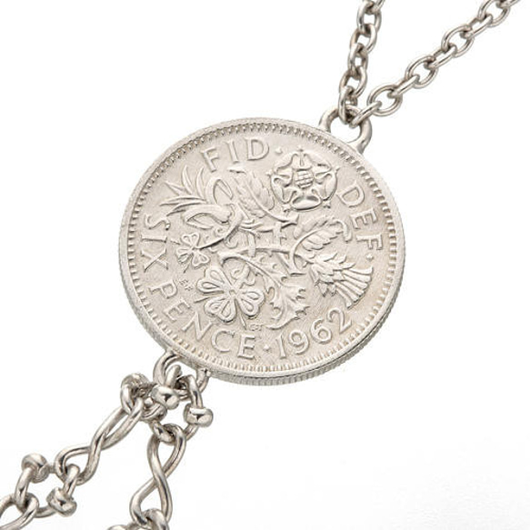 【6ペンスコインブレスリング】　英国の伝統硬貨！＊シルバー製チェーン 4枚目の画像