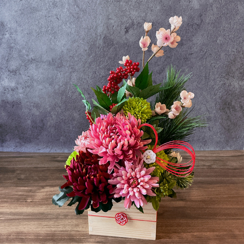 大きな菊のお正月アレンジ お正月飾り 早割お正月2024 アーティ