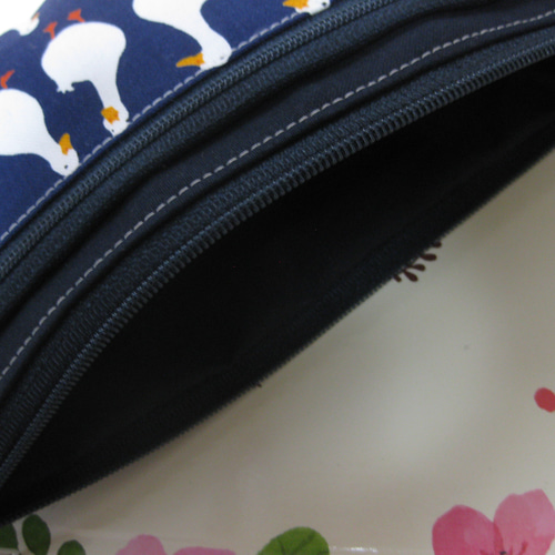 お札ポーチ ダブルファスナーポーチ シンプルな長財布 アヒルさん 長