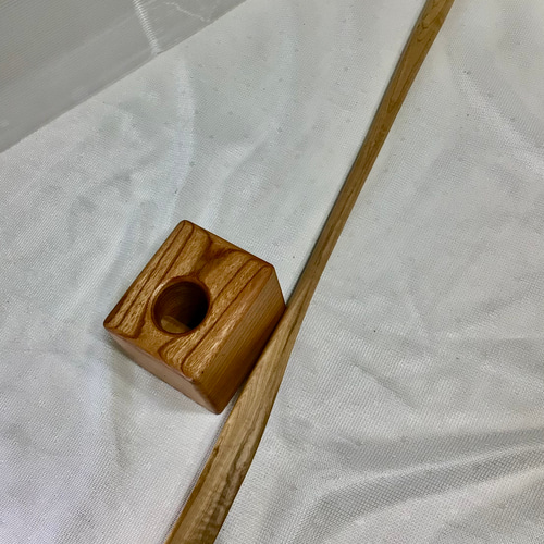 天然木 けやき 長い靴べら／けやきスタンドセット 一点物 手造り