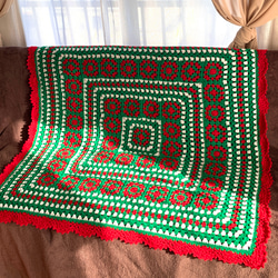 （8）ハンドメイド　ブランケット　グラニースクエア　マルチカバー　ひざ掛け （8）ハンドメイド　ブランケット　グラニースクエア　マルチカバー　ひざ掛け