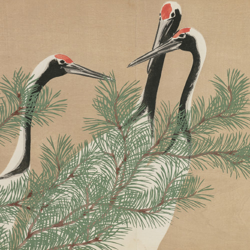 NO.522】鶴と松の日本画アートポスター☆和柄浮世絵お正月結婚式