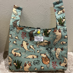 エコバッグ・コンビニサイズ☆撥水加工生地/ウーパールーパー エコ