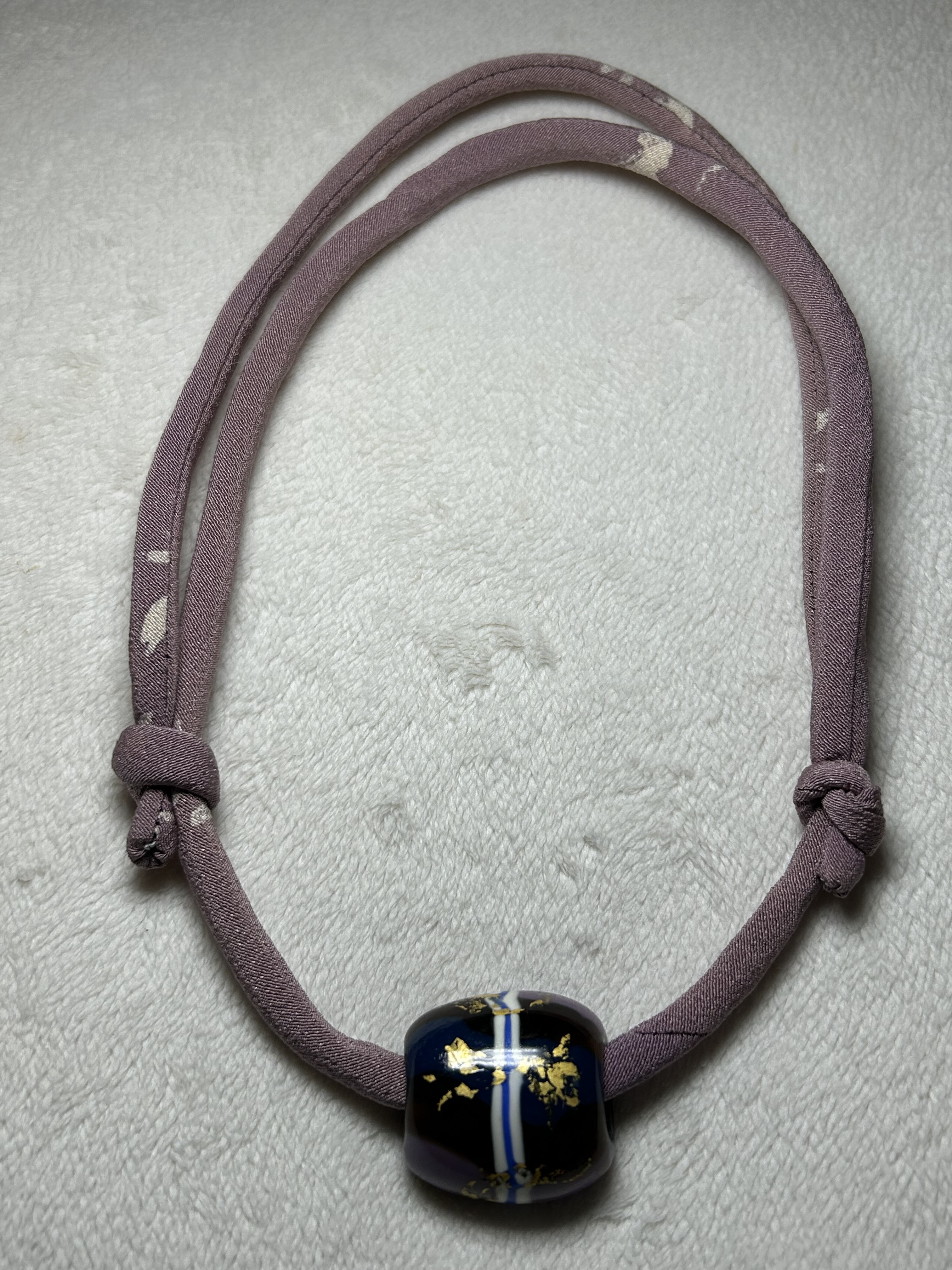 長さ調整可能　和風紐ネックレス　帯留