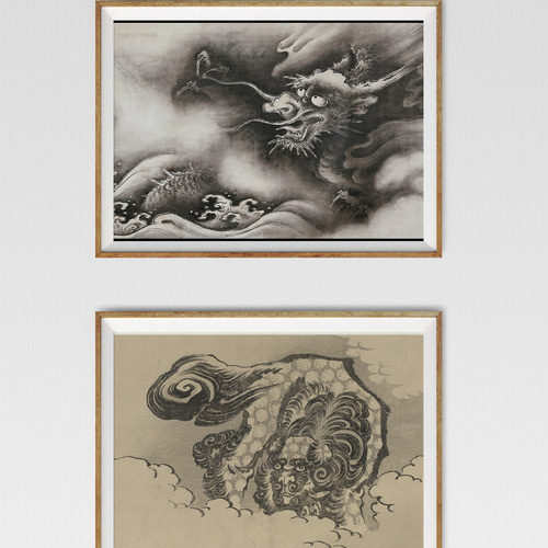 NO.523】雲龍図日本画アートポスター水墨画和柄浮世絵お正月和室