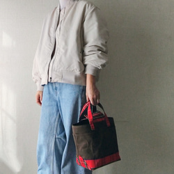 square tote【cacao brown×red check】 8枚目の画像