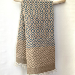 手織り オーバーショット織のウールマット 2枚目の画像