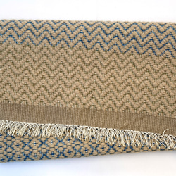 手織り オーバーショット織のウールマット 5枚目の画像