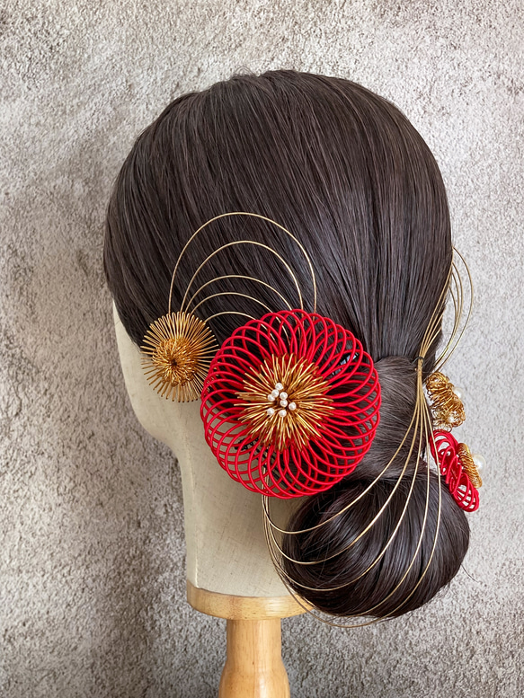 No.250 「ゴールドの髪飾り」 水引 マジェステ 髪飾り マジェステ【大