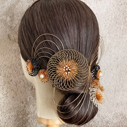 卒業式　袴　成人式　結婚式　髪飾り　粋なはいから扇飾り【花の舞】 送料無料】成人式 結婚式 髪飾り 扇 和モダン 大正ロマン 粋な