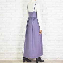 【大尺寸】棉質吊帶背心縮褶洋裝套頭裙&lt;紫色&gt; 第5張的照片